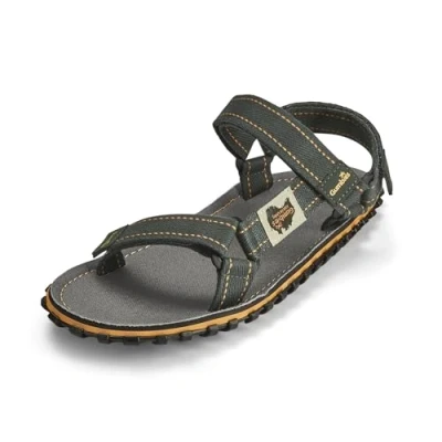 Abbildung von Gumbies Tracker Trekkingsandalen mit stabiler Sohle aus recycelten Autoreifen, ergonomisches Fußbett Canvas Baumwolle, verstellbare Riemen Grey, 46