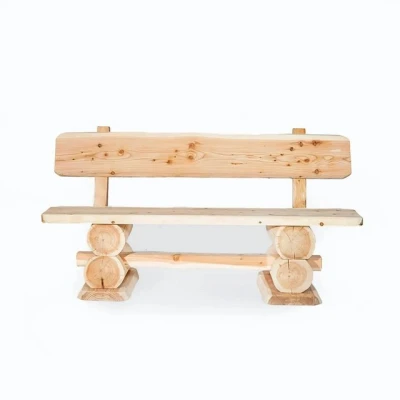 Abbildung von Rustikale Gartenbank aus Lärche Massivholz Bank Naturbelassen 120 cm Hochwertige Sitzbank für Terrasse &amp; Garten Zeitloses Design robustem Holz