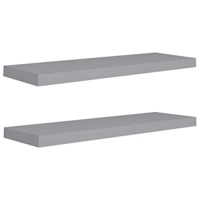 Abbildung von vidaXL 2X Wandregal Schwebend Hängeregal Wandboard Bücherregal Regalbrett Schweberegal CD DVD Regal Dekoregal Grau 80x23,5x3,8cm MDF