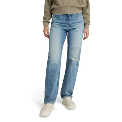 Abbildung von G Star Viktoria HIGH Jeans Straight Leg, Damen, Größe: 26x30, Faded ripped denali blue