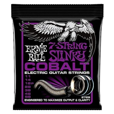Abbildung von Ernie Ball Power Slinky Cobalt 7 Saiter E Gitarrensaiten, Stärke 11 58