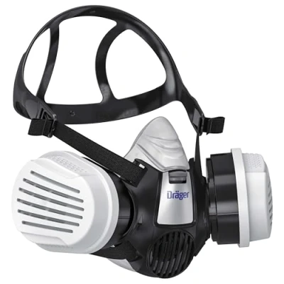 Abbildung von Dräger X plore 3300 Lackiererset mit A2P3 Kombi Filter Halbmaske für Maler &amp; Lackierer, zuverlässiger Schutz gegen Dämpfe, Gase und Fein Staub, Größe M