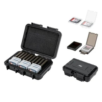 Abbildung von KIWIFOTOS SD Karte &amp; XQD CF Express Typ B Kartenhalter Hülle mit individueller transparenter Kunststoff Karten Box, wasserabweisend, stoßfest, Anti Staub Speicherkartenspeicher, passend für 10 x