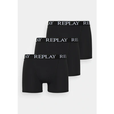 Abbildung von Replay Boxer Style Basic CUFF LOGO 3 PACK Panties, Herren, Größe: Medium, Black