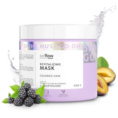 Abbildung von So!Flow Farbstrahlungs Maske mit Beerenauszügen &amp; Jojoba Steigern Sie die Vitalität und den Glanz Ihrer Haare einer reichen Mischung aus natürlichen Ölen Proteinen für coloriertes Haar.