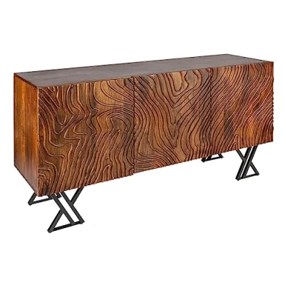 Abbildung von riess ambiente Sideboard FLUID 160cm braun, Massivholz · Metall Kommode aufwändige Front Wohnzimmer
