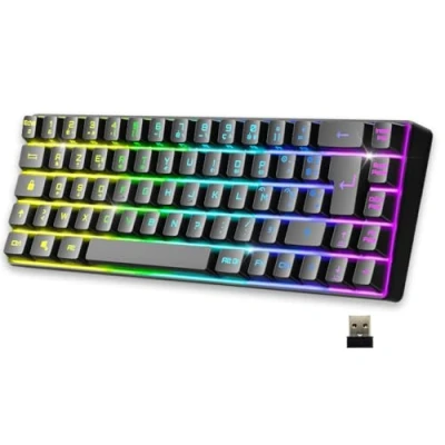 Abbildung von EMPIRE Gaming 2024 Neu K508 Kompakte Kabellose Tastatur (Französisch) Bluetooth/2.4G/Typ C PS4/PS5/PC/Mac RGB Hintergrundbeleuchtung 23 Anti Ghosting Tasten Schwarz