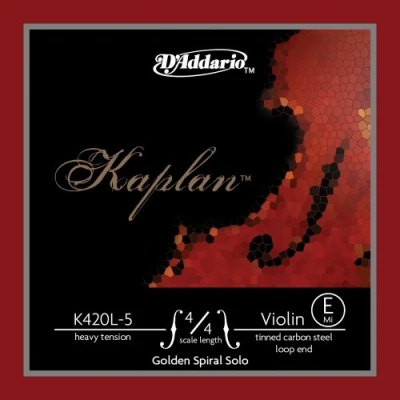 Abbildung von D&#039;Addario Kaplan Golden Spiral Solo Violinensaite Einzelsaite E K420L 5 Violinsaiten 4/4 Skala, Hohe Spannung, Schleifende