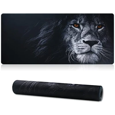 Abbildung von Jahosin XXL Gaming Mauspad, Erweitertes Mauspad,genähte Kanten,2mm,rutschfeste Gummibasis,90x40cm,Schreibtischunterlage für Gaming/Büro/Geschäft 90x40 Lion01