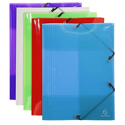 Abbildung von Exacompta 59700E Sammelmappe (Crystal Colours, 3 Klappen, Gummizug, PP 500µ, DIN A3, 29,7 x 42 cm) 1 Stück farbig sortiert