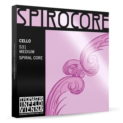 Abbildung von Thomastik 641231 Saiten für Cello Spirocore Spiralkern, Satz 4/4 mittel Chrom