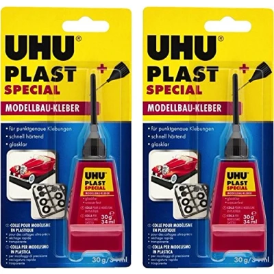 Abbildung von UHU 45885 Modellbaukleber, Plast Spezial, 30 g mit Feindosierspitze (2x Spezial g)