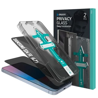 Abbildung von Deppa 2 Stück Sichtschutz für Samsung Galaxy S24 FE (6,7&#039;) mit Schablone Fingerabdruck kompatibel Privacy Anti Spy Glas, Folie, Schutzfolie, Schutzglas, Displayschutz, Sichtschutzfolie