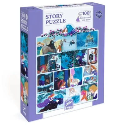 Abbildung von DJECO Story Puzzle, die Schöne und das Biest, Spiel für Kinder, ab 5 Jahren, 100 Stück, gemischte Farben