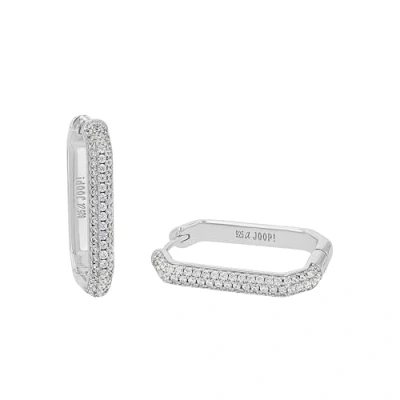 Abbildung von JOOP! Creolen 925 Sterling Silber Damen Ohrschmuck, mit Zirkonia synth., 2,6 cm, Weiß, Kommt in Schmuck Geschenk Box, 2038938