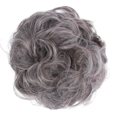 Abbildung von CAISHA Haarteil Haargummi Hochsteckfrisuren Brautfrisuren Voluminös Gelockt Unordentlich Dutt Kunstfaser DM15cm Grau Blond Mix G21A