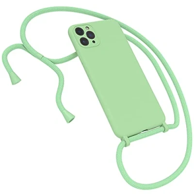Abbildung von EAZY CASE Premium Silikon Handykette kompatibel mit iPhone 11 Pro Max Handyhülle Umhängeband, Handykordel Schutzhülle, Silikonhülle, Hülle Band, Kette für Smartphone, Hellgrün, Grün