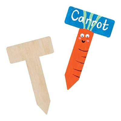 Abbildung von Baker Ross FE520 Kinder Pflanzenschilder aus Holz 10er Pack, Bastelset für zum Bemalen, Gemüseschilder Anmalen