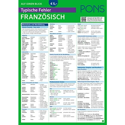 Abbildung von PONS Typische Fehler Auf einen Blick Französisch So vermeiden Sie die häufigsten sprachlichen Fettnäpfchen! (PONS Blick)