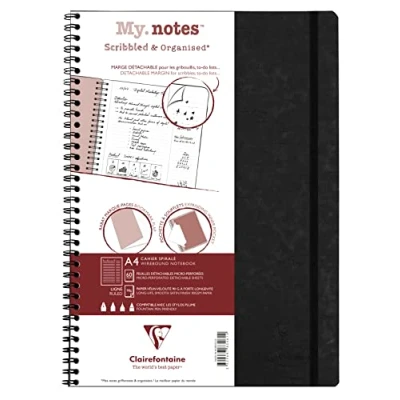 Abbildung von Clairefontaine 783461C Age Bag My.Notes Spiralbuch mit abtrennbaren Rändern, 21x29,7cm, 60 Blatt 90g liniert Schwarz, 1 Stück