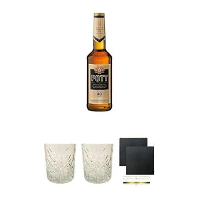 Abbildung von Pott Rum 40% 0,7 Liter + Glas 1 Stück Schiefer Glasuntersetzer eckig ca. 9,5 cm Ø 2