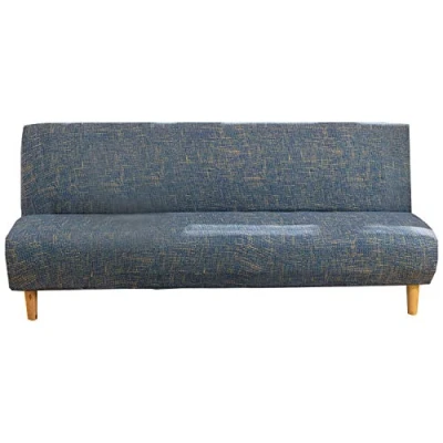 Abbildung von Mingfuxin Armloser Sofabezug, Stretch Sofabezug ohne Arm, 3 Sitzer, Spandex Futon Schonbezug rutschfest Elastischer, vollständig zusammenklappbarer Couch Sofaschutz für Schlafsofa Armlehnen