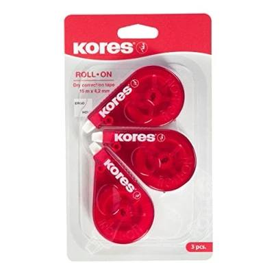 Abbildung von Kores auf Rolle Korrekturroller, rot/transparent, 15 m x 4.2 mm, 3 Stück