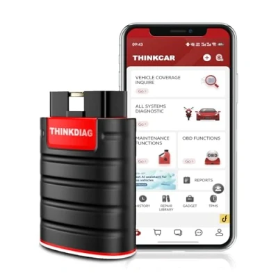 Abbildung von thinkcar Thinkdiag Obd2 Diagnosegerät,Automotive Fehlercode Auslesegerät für Vollständige Systeme,Obd2 Bluetooth Adapter mit 16 Rückstelldiensten, Aktivtest, ECU Codierung, IOS und Android App.