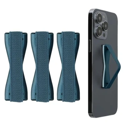 Abbildung von kwmobile Smartphone Fingerhalter 3 Set Handy Halter Griff Halterung Einhandbedienung 3X Handyhalter in Metallic Karibikblau