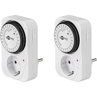 Abbildung von Goobay 55538 Analoge Zeitschaltuhr Steckdose 3500W Mechanische Schaltuhr Zeitschalter für Timer Analog 15 Min. Intervall innen 2er Set