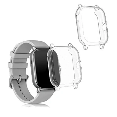 Abbildung von kwmobile 2X Schutzhülle kompatibel mit Huami Amazfit GTS 3 / 2 2e Hülle Fullbody Cover Set aus Silikon Transparent