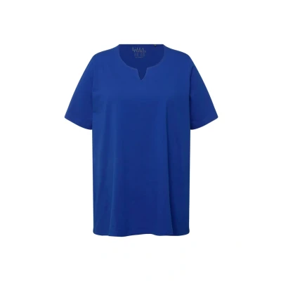 Abbildung von Ulla Popken Damen, A Linie, Tunika Ausschnitt, Halbarm T Shirt, Kobaltblau, 62 64