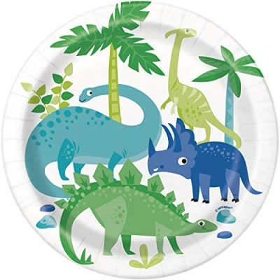 Abbildung von Dinosaurier Blau &amp; Grün Teller 18cm 8 Stück