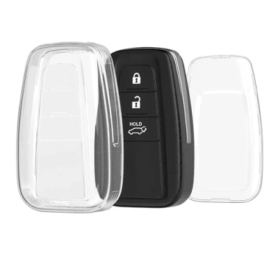 Abbildung von kwmobile Autoschlüssel Hülle kompatibel mit Toyota 3 Tasten RAV4 CHR Corolla 2021 Yaris Hilux Schlüsselhülle Silikon Cover Transparent