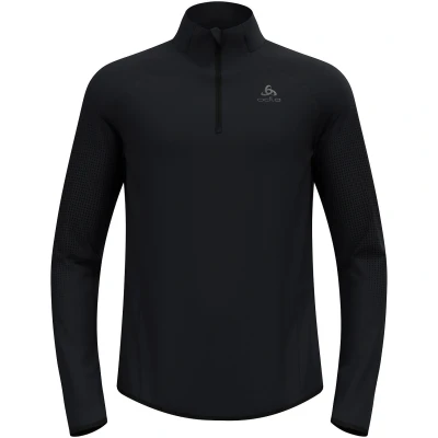 Abbildung von Odlo Zeroweight Mid Layer Warm Half Zip für Herren in Größe L Schwarz, ideale Zwischenschicht kalte Läufe