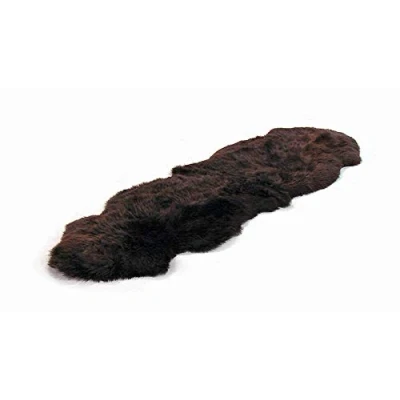 Abbildung von Schaffell Lammfell Teppich Kaminvorleger Bettvorleger Läufer 2 Fach 180x60cm Dunkelbraun braun