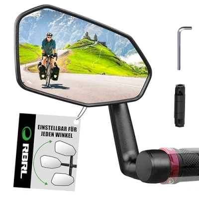 Abbildung von RBRL Fahrradspiegel, Nicht Leicht Zu Blockierender übergroßer Rückspiegel Fahrrad, Bruchfest &amp; Langlebig Fahrrad Spiegel, 360 Verstellbarer Spiegel für E Bike (Links)