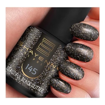 Abbildung von SHAYENNE MADE in GERMANY Shellac Gel Nagellack 15 ml für UV LED Lampe 145 Beautiful Black Nail Polish for Lamp Nagel Lack Gellack Nagelgel
