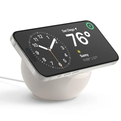 Abbildung von elago MS2 Ladestation Kompatibel mit MagSafe Ladegerät, Premium Ständer iPhone 16, 15, 14, 13, 12 [Ladegerät Nicht enthalten] (Taupe)
