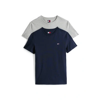 Abbildung von Tommy Jeans 2 PACK Tshirt basic, Herren, Größe: 64, Grey/dark night navy