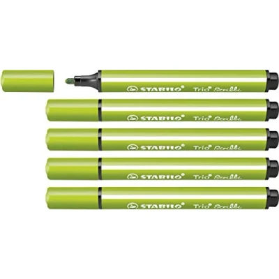 Abbildung von Gefederter Dreikant Filzstift STABILO Trio Scribbi 5er Pack hellgrün