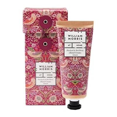 Abbildung von William Morris At Home Patchouli &amp; Red Berry Handcreme, angereichert mit Sheabutter und ätherischen Ölen, tierversuchsfrei vegan, 100 ml