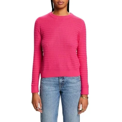 Abbildung von Esprit 3D Optic Strickpullover, Damen, Größe: 40, Pink fuchsia