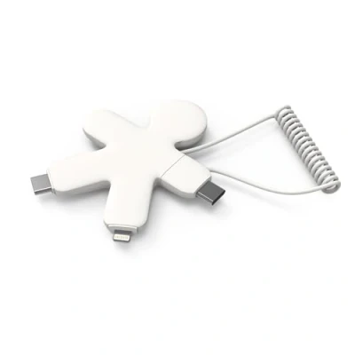 Abbildung von Xoopar Buddy Multi USB Kabel 4 in 1 Form Eines Tintenfisches Weiß Universal Ladegerät Aus Recyceltem Kunststoff C, Lightning, für Smartphone