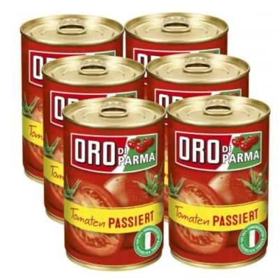 Abbildung von Oro di Parma Tomaten passiert Tomatenmark Soße Sauce Pizza 400 gramm x 6 STÜCK