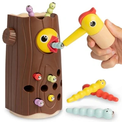 Abbildung von Nene Toys Kleiner Specht Magnetspielzeug für Kinder ab 2 Jahren Lernspiel Kleinkinder mit Farben &amp; Magneten Spielzeug zur Förderung der Feinmotorik Geschenk 3 Jahre Jungen Mädchen