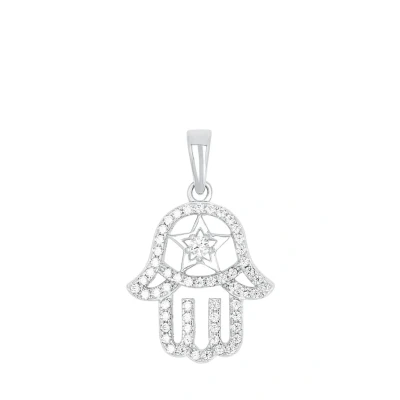 Abbildung von Amor Motivanhänger 925 Sterling Silber Damen Anhänger, mit Zirkonia synth., 2,3 cm, Silber, Hamsa Hand, Kommt in Schmuck Geschenk Box, 2017647