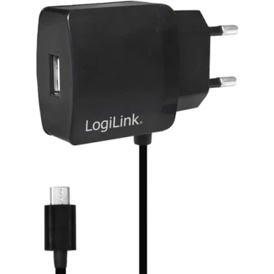 Abbildung von LogiLink PA0146 USB Steckdosenadapter mit Micro Kabel, 1x Port, 10W schwarz