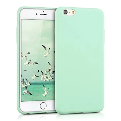 Abbildung von kwmobile Hülle kompatibel mit Apple iPhone 6 Plus / 6S weiches TPU Silikon Case Cover geeignet für kabelloses Laden Mintgrün matt