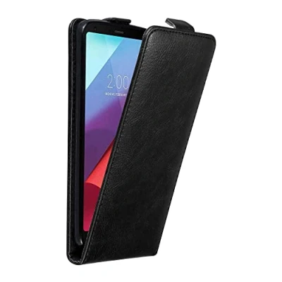 Abbildung von Cadorabo Hülle kompatibel mit LG G6 Flip Design aus Premium Kunst Leder Klappbare Stoßfeste Magnetische Cover für Tasche in Schwarz